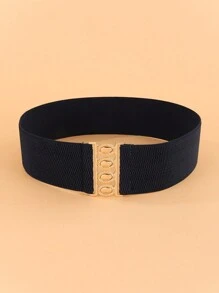 1pc Women Elegant Multi-Function Gold Metal Buckle Elastic Waist Belt, Suitable For Coat, Dress & Other Outfits Summer, School Fall, Autumn, Halloween