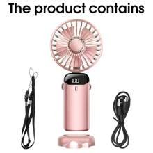 Portable Handheld Mini Fan, 1200mAh Battery Operated Fan With LED Display, Handheld/Neck/Desk 3 In 1 Personal Small Fan, 90° Foldable Desk Fan With Base, 5 Speed Lash Fan Makeup Fan For Women