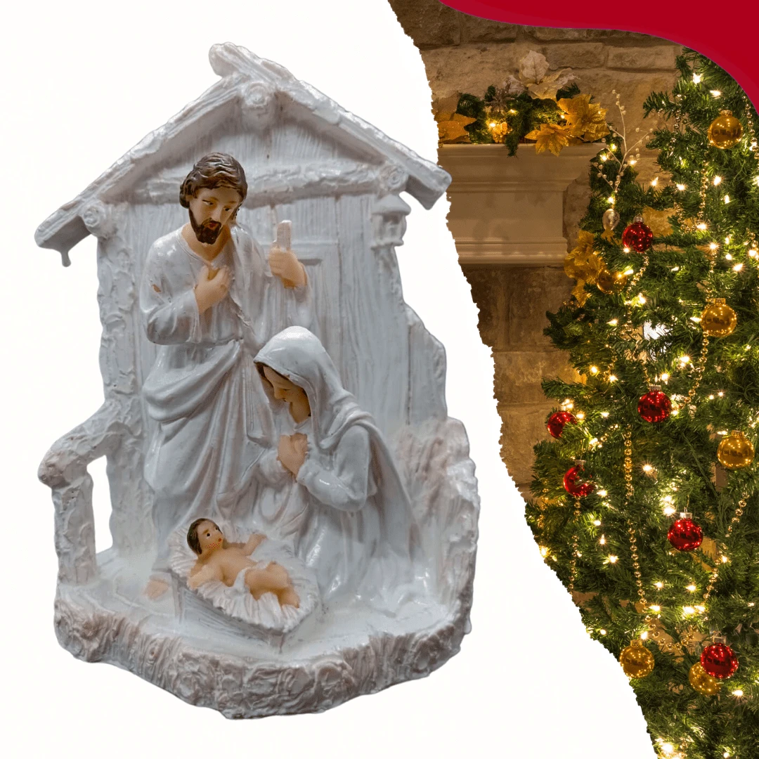 Nativity Scene Christmas Christmas Details Resin Figure Jesus Family - 白色 - 查看 1