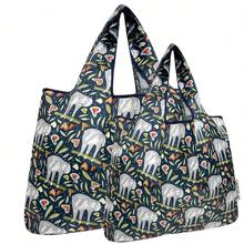 Wrapables Wrapables Cute Animals Large & Small Foldable Tote Nylon Reusable Grocery Bags, Set Of 2