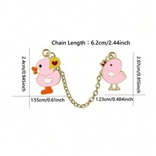 1 件装粉色黄色小鸡心形胸针可爱卡通金属链珐琅别针时尚帽子背包衬衫徽章翻领别针儿童珠宝礼物 - 彩色 - 查看 2