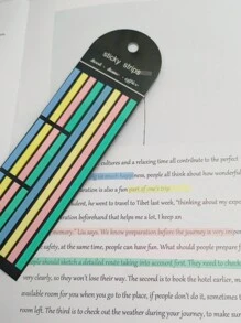 1 unidad / 8 unidades de Notas Adhesivas Extra Largas para etiquetas de lectura de estudiantes, etiquetas de dirección de oficina, etiquetas de notas de libros, almohadilla de notas transparente a pruebas de agua, etiqueta adhesiva colorida - Multicolor - Ver 24