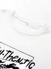 新款秋季男士字母印花运动服，常规版型休闲运动圆领运动衫和抽绳腰长裤 - 白色 - 查看 4