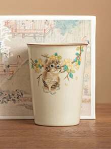 1pc 250ml Ru Kiln-Style Chinese Vintage Casual Cup, High-Quality Ceramic Soda Cup, Large Capacity Tea Cup, Single Cup Gongfu Tea Set. Daily Home Water Cup, Coffee Cup. Back To School
