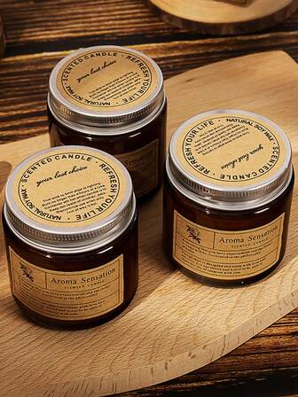 1pc Small Brown Bottle Lavender Scented Candle, High Quality Soy Wax, Smoke-Free, Home Decor, Room Decor, Wedding Decor, Tabletop Decor, Fragrance Gift