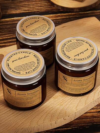 1pc Small Brown Bottle Lavender Scented Candle, High Quality Soy Wax, Smoke-Free, Home Decor, Room Decor, Wedding Decor, Tabletop Decor, Fragrance Gift