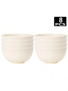 2/4/6/8 件塑料 PP 碗，适用于麦片、汤、燕麦片、意大利面、沙拉、家庭厨房和露营野餐、厨房、圣诞礼物 - 杏色 - 查看 12