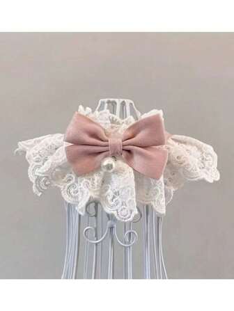 1pc Cat Bow Tie Pet Collar Bib Drool Scarf Knitted Neck Warmer Decor - Multi Colors