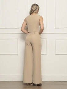 Women's Set Vest With Tailored Trousers Chic Formal - Màu be - Xem 2