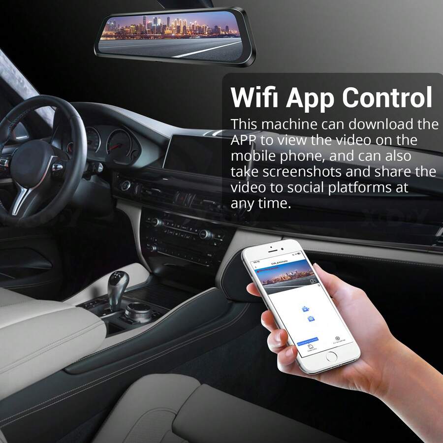 XGODY 10 Inch Dual Lens Rearview Mirror Full HD 2.5K Touch Screen Dash