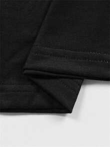 夏季纯色时尚街头风圆领印花拼接长袖Y2K女式上衣 - 藍色 - 查看 7