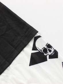 夏季纯色时尚街头风圆领印花拼接长袖Y2K女式上衣 - 藍色 - 查看 6