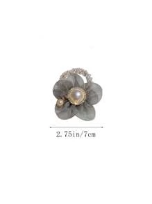 1 dây buộc tóc đuôi ngựa đính đá pha lê hình hoa lưới dành cho nữ - màu đen - Xem 2