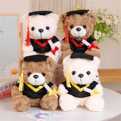 Oso de peluche de 25cm/9.84 pulgadas con uniforme de graduación de estilo lindo y oso de peluche de estilo navideño, animal de peluche suave y esponjoso, decoración para la habitación para niños pequeños y regalo especial para Navidad, graduación, cumpleaños, Año Nuevo, Día de la Madre para familia y amigos