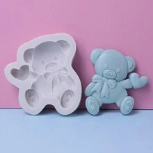 1 件心形泰迪熊 DIY 硅胶模具 - 淺灰色 - 查看 1