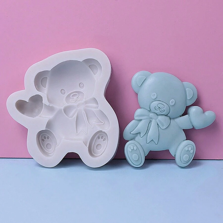 1 件心形泰迪熊 DIY 硅胶模具 - 淺灰色 - 查看 1