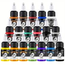 DQFART UINK 18 Colors Tattoo Ink Set 20ML/0.65OZ Large Bottle Tattoo Cartridge Ink Tattoo Ink Combination Pack Suitable For Various Tattoo Styles And Patterns - 18色套裝 - 查看 7