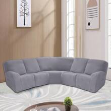 5-Seat Recliner Sofa Cover Jacquard Stretch Sectional For L Shape Corner Sofa Slipcover Anti Slip Protector Sectional Corner Sofa Couch Sofa Set For Living Room - 灰色 - 查看 9