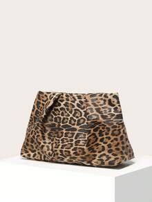 1 件时尚豹纹手拿包，休闲日常收纳袋