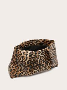 1 件时尚豹纹手拿包，休闲日常收纳袋