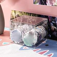 1pc, Acrylic Transparent Storage Box With Flip Cover And Partitions, Used To Store Cards And Small Items, Collect Album Photos - Transparent - View 3