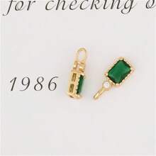 5pcs Rectangular Copper Edged Multi-Color Zirconia Stone Pendant Charm For DIY Necklace & Earring