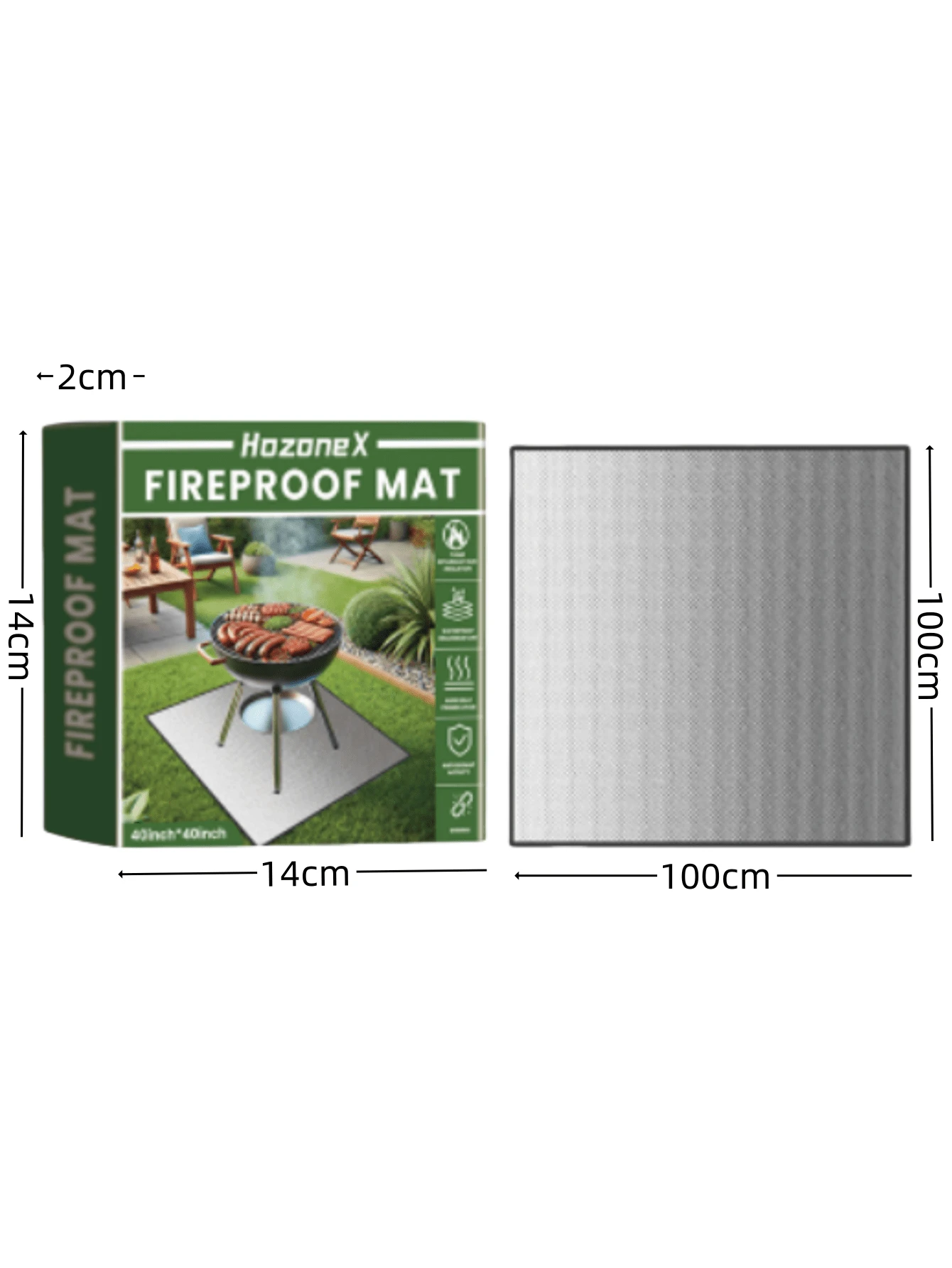 Outdoor BBQ Fire Resistant Mat, Square Water Resistant Protective Mat