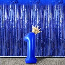 2 个皇家蓝色大号数字和迷你皇冠形状铝箔气球（0-9 可选），带 1 个胶点和 1 根吸管，适用于周年庆典、生日派对、新年装饰、返校情人节 - 寶藍色 - 查看 14
