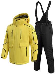 2 件套男友风格男士专业运动休闲套装、滑雪夹克和裤子、HX390-1 - 黃色 - 查看 5