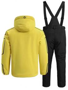 2 件套男友风格男士专业运动休闲套装、滑雪夹克和裤子、HX390-1 - 黃色 - 查看 6
