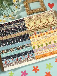 6 Rolls/Box, Christmas Pattern Washi Tape Set, Personalized Design Bronzing Pattern, Self-Adhesive, Multi-Color, Regular Shape Sticker Rolls For Diary Album Card Making, DIY Crafts, Unique Holiday Gifts, Party Decoration Tape - Multicolor - View 4