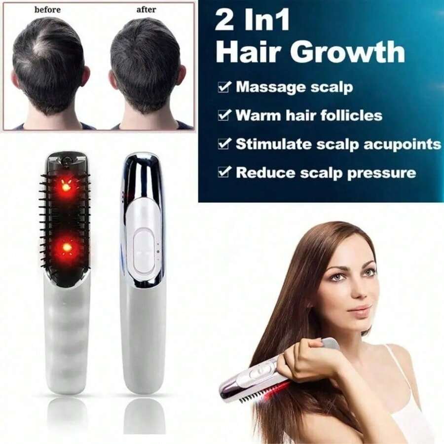 Hair Growth Care Electric Massage Comb Hair Follicle Stimulation Anti Thickening And Anti Hair Loss Head Massager - White - View 1