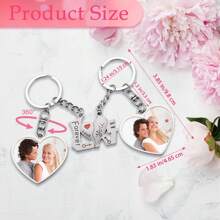 Llavero personalizado con foto, llavero personalizado con foto por ambos lados como regalo conmemorativo familiar - Corazón - Ver 3