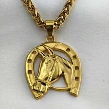 Chain Necklace Chain Cord Frieze Ancient Coin Large 18K Gold Pendant Jesus Owner Of The Place Does Not Darken - Yellow - View 4