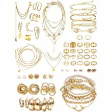 Bộ trang sức 18-73 chiếc Kiểu dáng đơn giản thanh lịch cổ điển Bướm, Trái tim, Ngọc trai giả, Nút xoắn, Ngôi sao, Mặt trăng, Đá giả, Dây rộng, Dây chuyền rắn, Dây chuyền bện, Hoa tai hình chữ C hình học, Dây chuyền, Nhẫn, Vòng tay cho ngày lễ, Tiệc tùng, Đeo hàng ngày - Nhiều màu - Xem 8