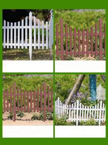 4 piezas/6 piezas/12 piezas/24 piezas Cercas de plástico PVC, para decorar jardines, césped, villas, patios, granjas, huertos, paisajes exteriores, etc.