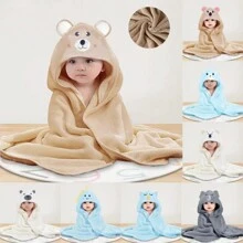 1 pieza Bata de baño con capucha y bordado de dibujos animados para bebé, regalo de Halloween, apta para el baño, el hogar y uso al aire libre: se puede usar como manta, manta y bata de baño