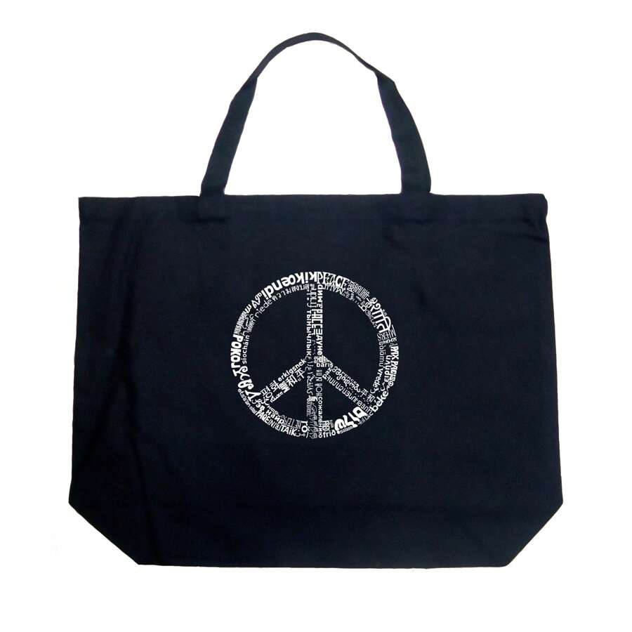 Large Word Art Tote Bag THE WORD PEACE IN 77 LANGUAGES SHEIN UK