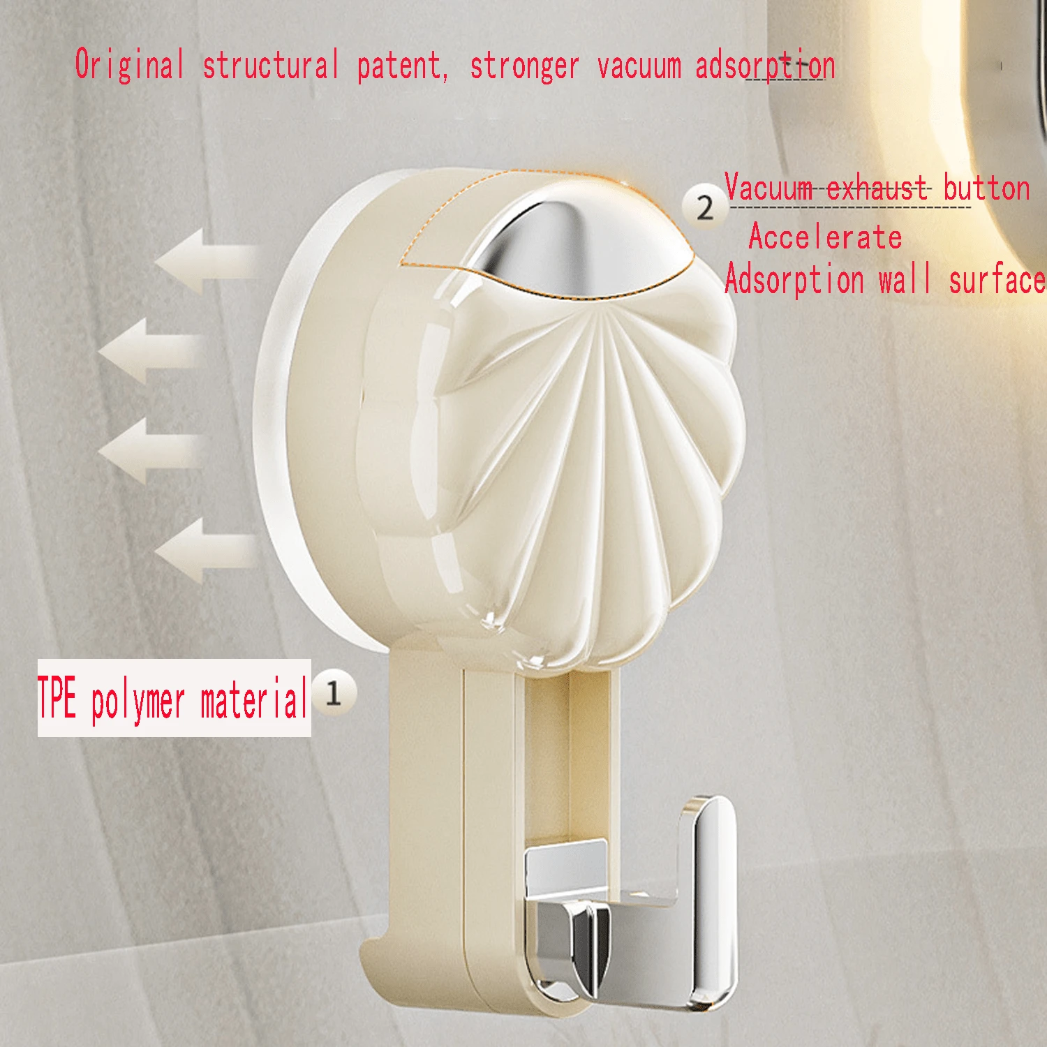 Lightweight Vacuum Suction Wall Hooks For Bathroom Kitchen, No Drill