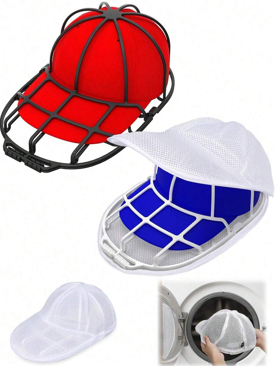 Hat Washer Cage With Mesh Bag For Washing Machine, Cap Cleaner Support Frame For Baseball Caps