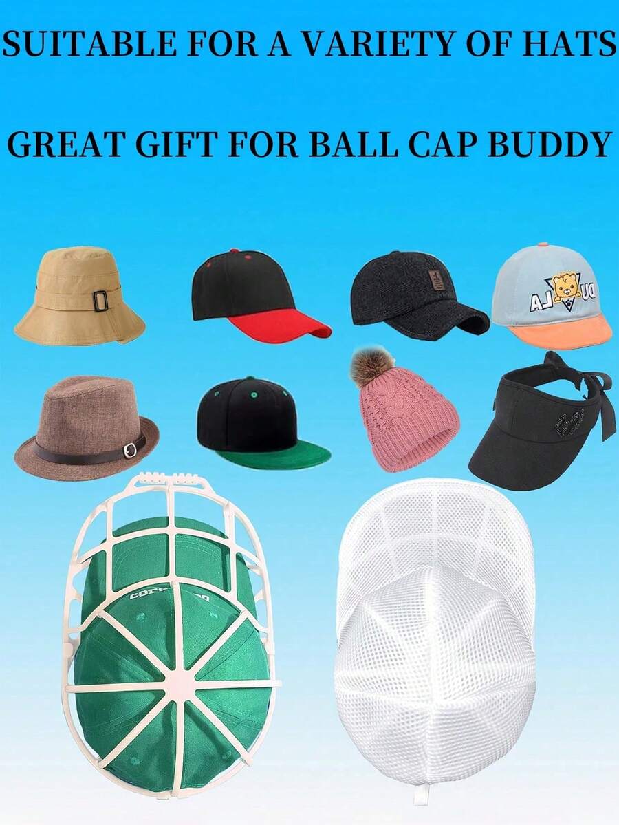 Hat Washer Cage With Mesh Bag For Washing Machine, Cap Cleaner Support Frame For Baseball Caps