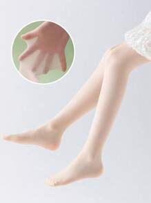 1入組女孩透氣白色緊身連褲襪，具有網眼細節和底部開口，適合日常穿著。 - 米色 - 查看 9