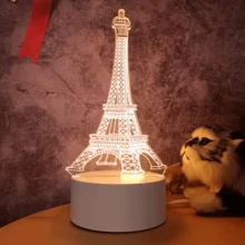 1 đèn ngủ tháp Eiffel LED 3D, thích hợp trang trí phòng ngủ, đèn bàn, đồ nội thất gia đình - trắng - Xem 2