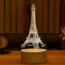 1 đèn ngủ tháp Eiffel LED 3D, thích hợp trang trí phòng ngủ, đèn bàn, đồ nội thất gia đình - trắng - Xem 5