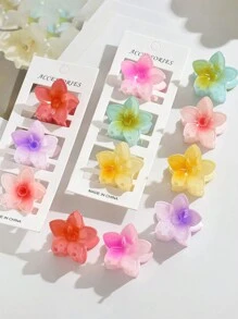 Bộ 6 kẹp tóc hình hoa, kẹp tóc nhiều màu dễ thương, phụ kiện tóc phong cách kỳ nghỉ bãi biển, kẹp tóc màu ombre, kẹp tóc hình hoa - Nhiều màu - Xem 1