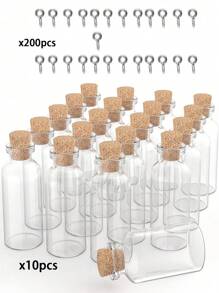 10/20pcs Small Empty Clear Glass Bottles Storage Container Clear Bottles Mini Glass Bottles With Cork Bottle Bright DIY Sand Water Message Decorative Wishing Bottles Best Gifts Birthday Graduation - 10ml - 查看 14