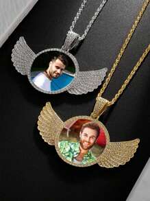 1 pieza Collar con foto personalizada, colgante con marco de foto de pareja personalizado, Collar con colgante de memoria redonda para mujeres con cadena de cuerda, joyería de hip-hop para hombres con lentejuelas estilo vintage, sencillo, unisex, informal, personalizado, único, regalo ideal para él, ella, novio, novia, papá, mamá, familia, amigos, abuelos, hijo, hija, mascotas para aniversarios, cumpleaños, uso diario, baile de graduación, Día del Padre, Día de la Madre, San Valentín, graduación, bodas