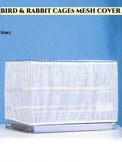 1pc Birdcage Cover, Splash-proof Mesh Netting With Embroidered Patterns For Parakeet Cage