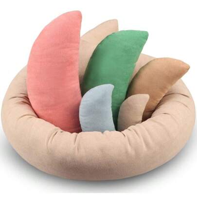 Set di accessori fotografici per neonati, cuscini morbidissimi a forma di ciambella per posizionamento neonati, set professionale di accessori fotografici per neonati adatto per bambini da 0 a 6 mesi, confezione da 6 pezzi, decorazioni e regali multicolore per festa di nascità, festa della mamma, Pasqua, per bambine/bambini