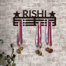 定制金属奖牌架 - 运动员个性化姓名展示架、运动奖牌收纳架、经典家居装饰、奖牌获得者礼物、运动员圣诞礼物 - 黑色 - 查看 8